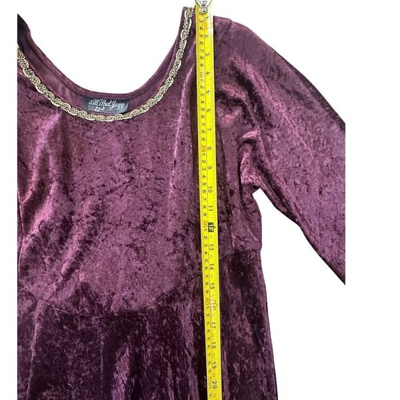 VTG All That Jazz Victorian Burgundy Crushed Velvet & Gold Maxi Dress Large - Picture 16 of 16